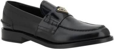 Prada Elegante leren loafers met iconische details Black Dames