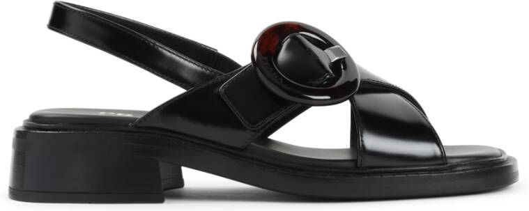 Prada Elegante Zwarte Leren Sandalen