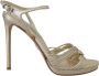 Prada Gouden Leren Enkelband Stiletto Sandalen Yellow Dames - Thumbnail 1