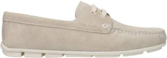 Prada Grijze Suède Loafers met Zijlogo