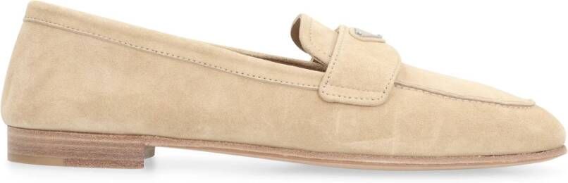 Prada Klassieke Suède Loafers Ronde Neus Kalf
