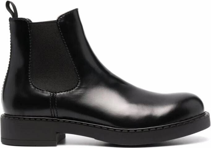 Prada Leren Chelsea Laarzen Black Dames
