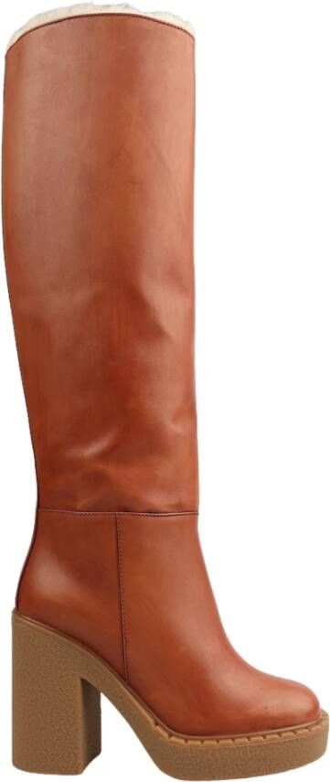 Prada Leren Laarzen Stijl 1Wp1273Lcy F0352 Bruin Dames Schoenen