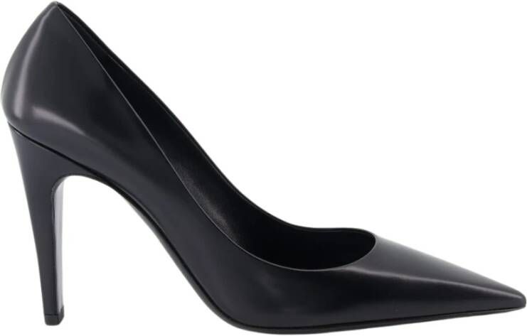 Prada Leren pumps met metallic logo Black Dames