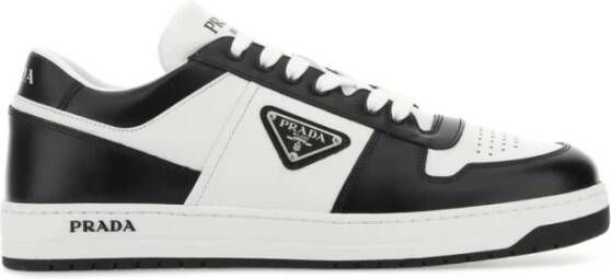Prada Logo Patch Lace-Up Sneakers White Black