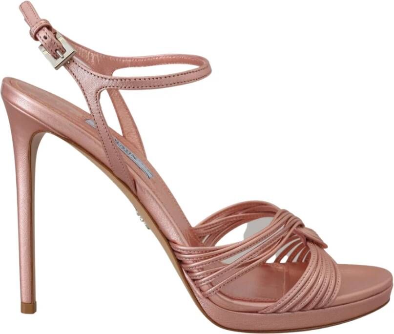 Prada Luxe Roze Leren Stiletto Sandalen Roze Dames