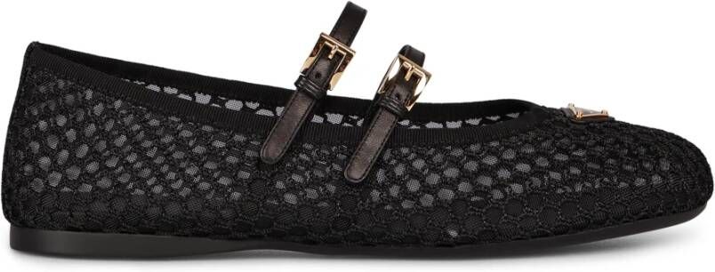 Prada Mesh Fabric Ballerina's met Leren Details