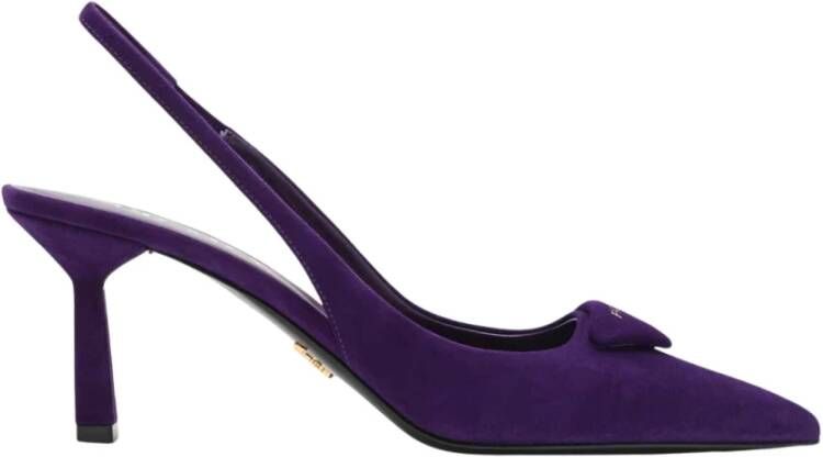 Prada Paarse Platte Slingback Schoenen