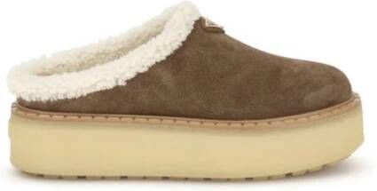Prada Platform Muiltjes met Shearling Voering