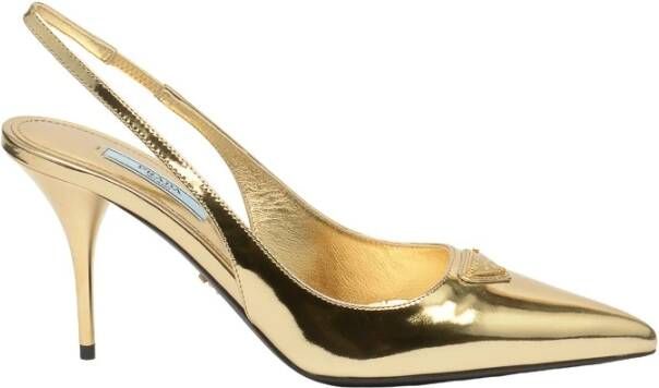 Prada Platina Leren Slingback Yellow Dames