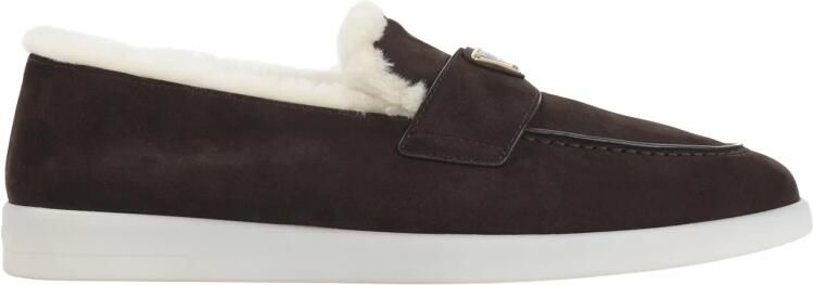 Prada Bruine Suède Loafers met Pennyband