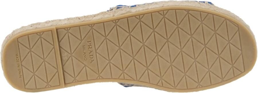 Prada Canvas Slip-On Espadrilles met Leren Patch Blue Dames