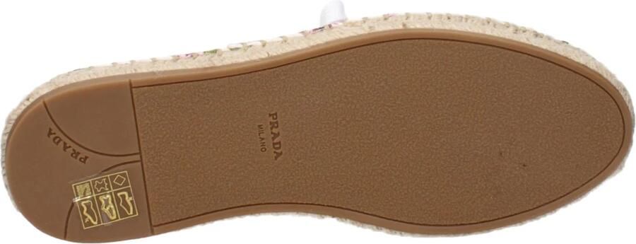 Prada Witte Stoffen Espadrilles Front Logo