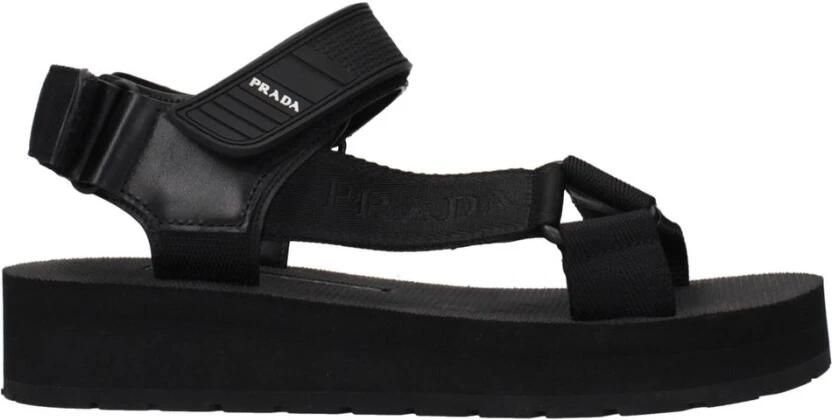 Prada Fabric Flat Sandals with Strappy Detailing