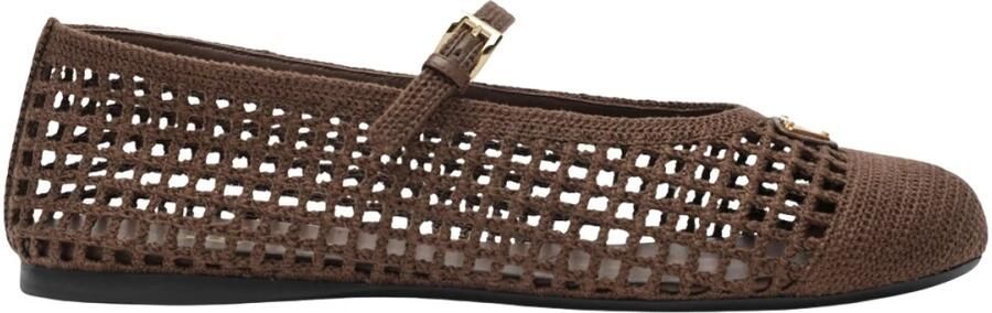 Prada Gehaakte Ballerina met Logo Plaque