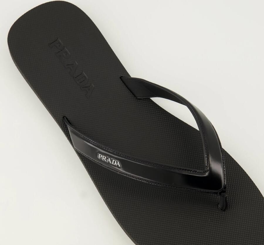 Prada Gekreukelde Leren Slippers - Foto 3