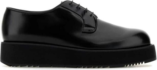 Prada Gepolijste Leren Platform Derby Schoenen