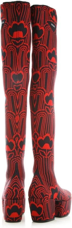Prada Luxe rode enkellaarsjes met geborduurd detail Red Dames - Foto 4
