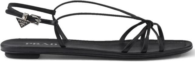 Prada Leren Platte Sandalen Vierkante Neus Vrouwen - Foto 2