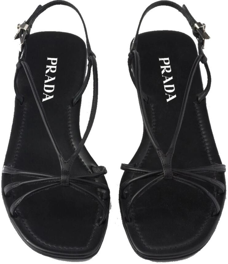 Prada Leren Platte Sandalen Vierkante Neus Vrouwen - Foto 1