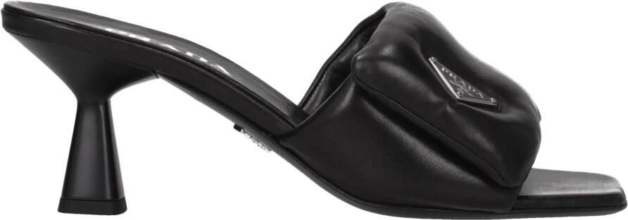 Prada Zwarte Leren Plateau Sandalen