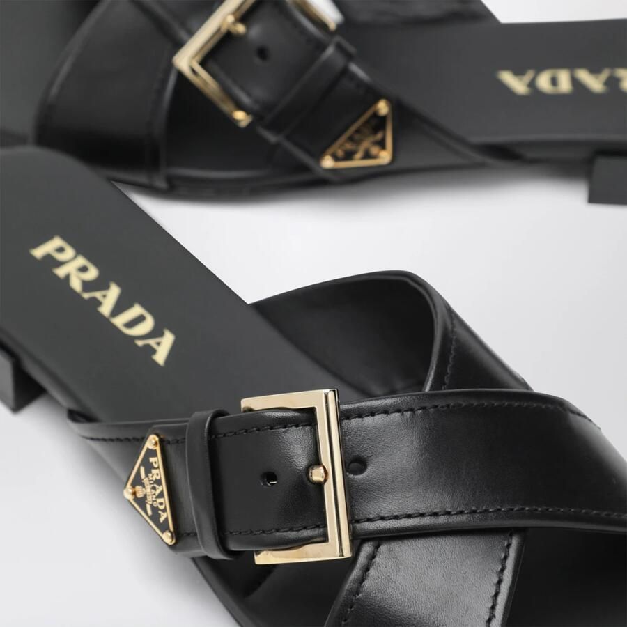 Prada Leren Slider Sandaal - Foto 2