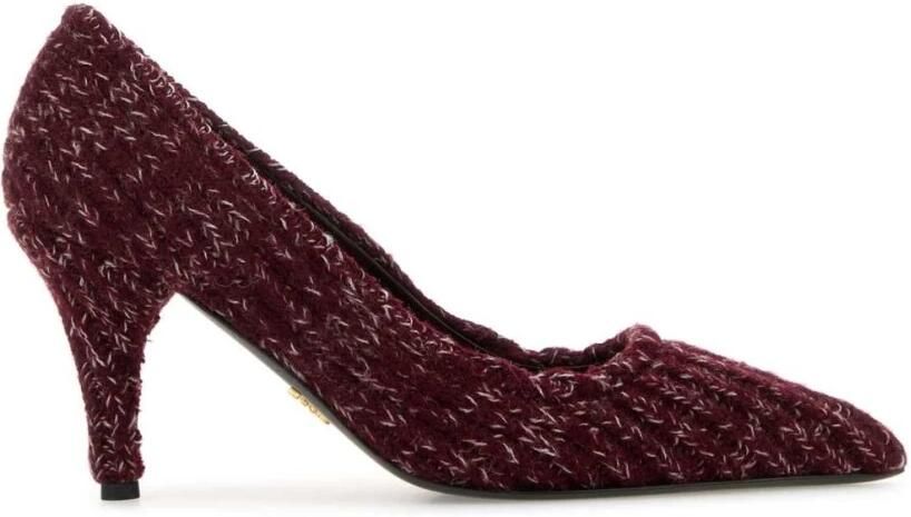 Prada Marled Knit Pointed Toe Kitten Heel Pumps