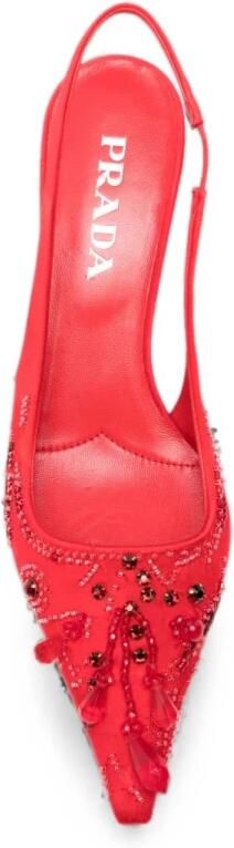 Prada Verfraaide Satin Slingback Pumps - Foto 6