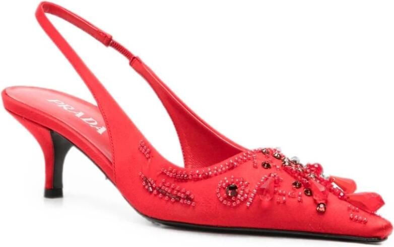 Prada Verfraaide Satin Slingback Pumps - Foto 4