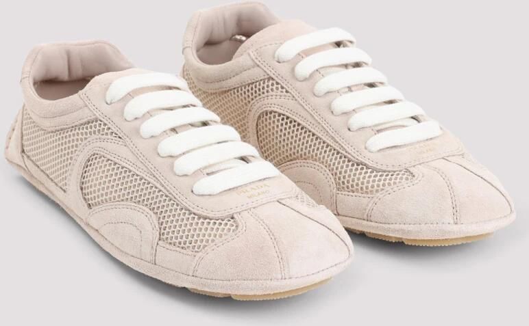 Prada Opale Beige Suede Calf Leather Sneakers - Foto 3
