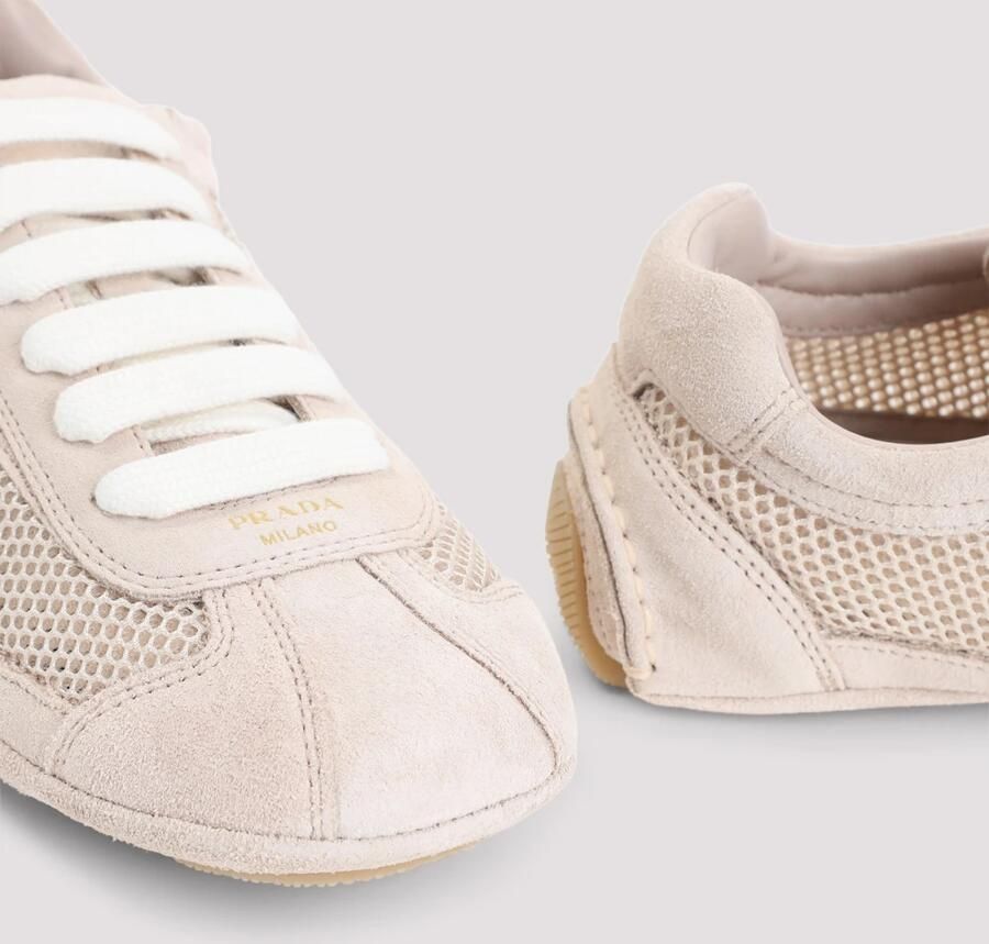 Prada Opale Beige Suede Calf Leather Sneakers - Foto 2