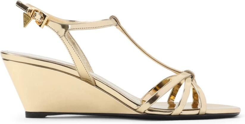 Prada Wedge Sandalen van Gelamineerd Leer - Foto 7