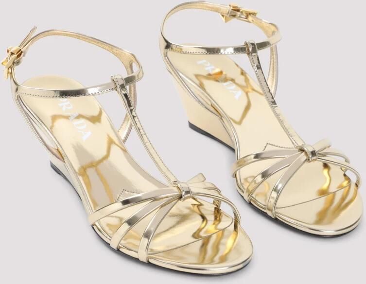 Prada Wedge Sandalen van Gelamineerd Leer - Foto 6