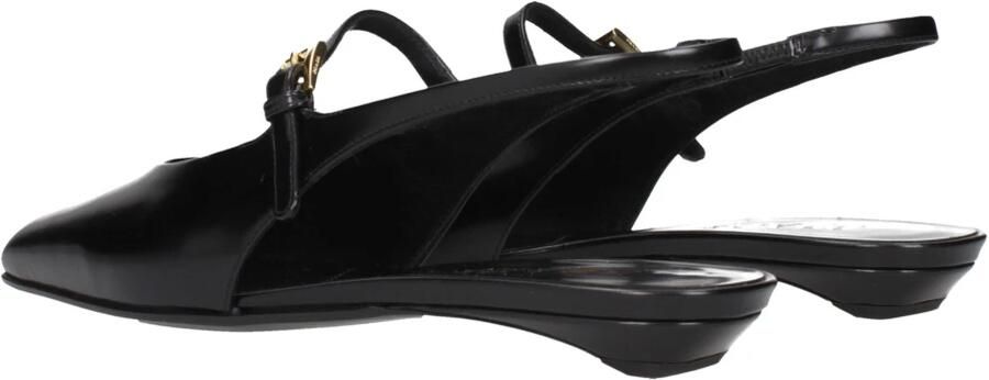 Prada Zwarte leren platte sandalen met logo - Foto 2