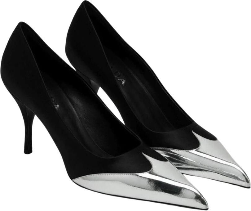 Prada Pointed Toe Metallic Cap Toe Pumps