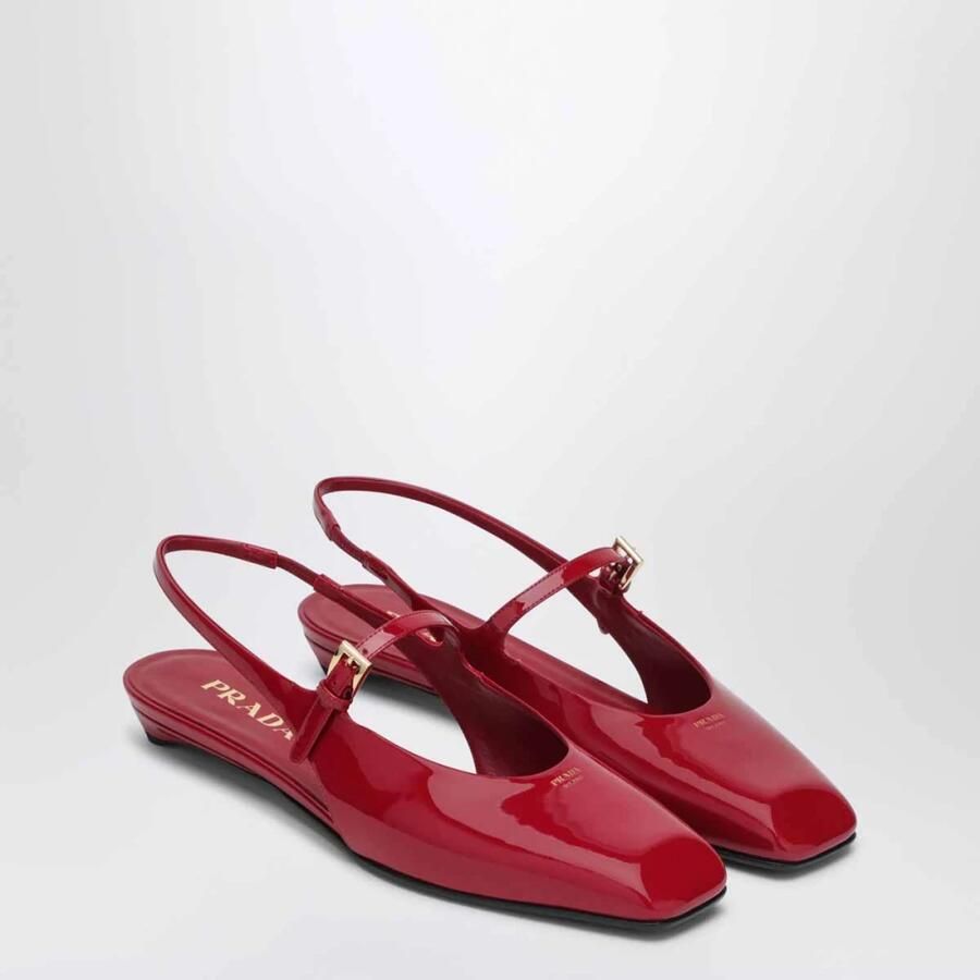 Prada Rode Platte Slingback Schoenen - Foto 2