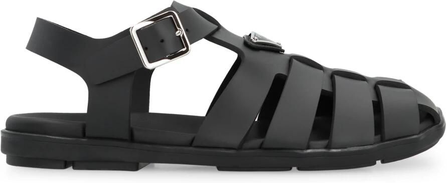 Prada Zwarte Rubberen Fisher Sandalen