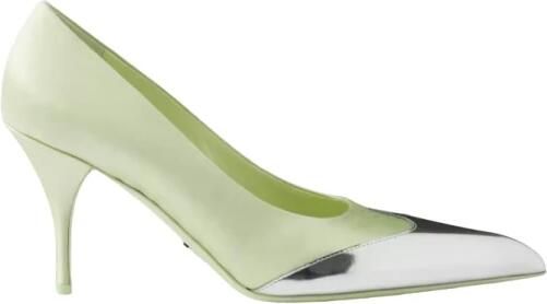 Prada Satijnen en metallic leren pumps