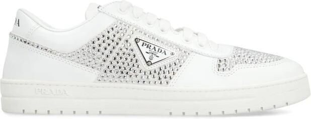 Prada Sierlijk leren lage sneakers met kristallen