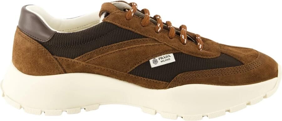 Prada Sneakers van mesh en suède