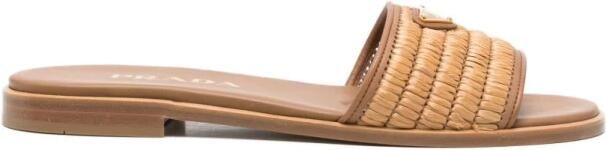 Prada Stro Platte Sandalen