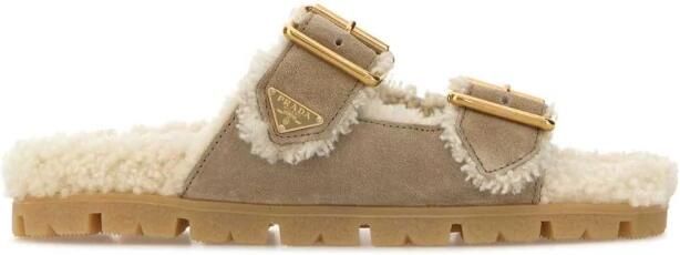 Prada Suède en Shearling Slippers