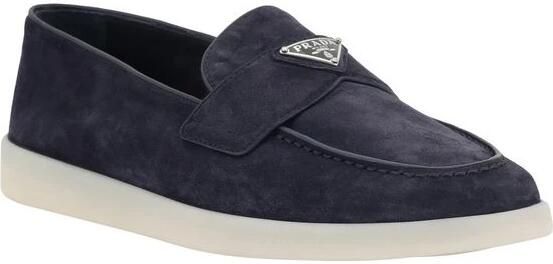 Prada Suede Loafers Almond Toe Flat Sole