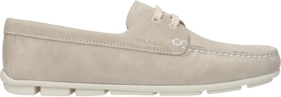 Prada Grijze Leren Loafer Veters Rubberen Zool - Foto 2
