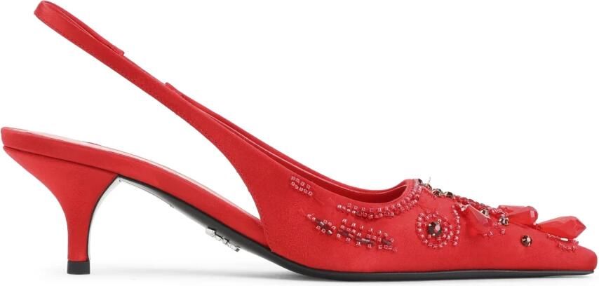Prada Verfraaide Satin Slingback Pumps