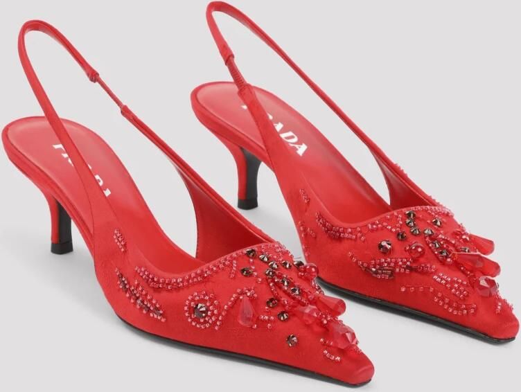 Prada Verfraaide Satin Slingback Pumps - Foto 3