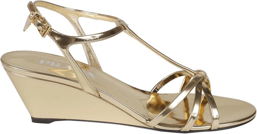 Prada Wedge Sandalen van Gelamineerd Leer