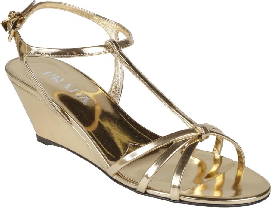 Prada Wedge Sandalen van Gelamineerd Leer - Foto 4