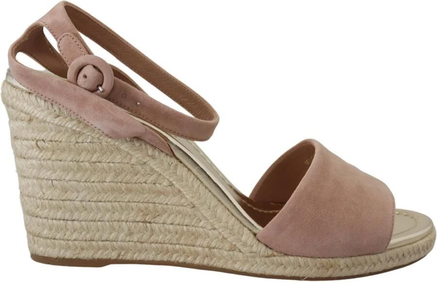 Prada Elegante Suède Sleehak Sandalen met Enkelband Pink