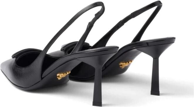 Prada Zwarte Saffiano Leren Sandalen met Driehoekig Logo - Foto 5